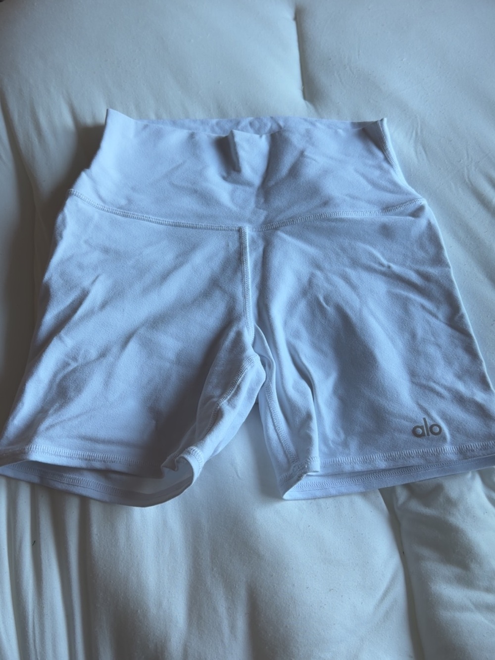 Alo White Biker Shorts